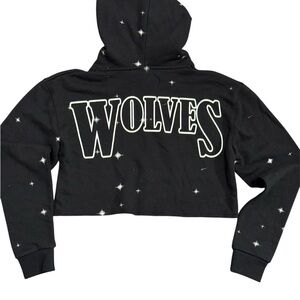 Darc Sport Black Cropped SHE Graphic Hoodie with Star Print limited edition